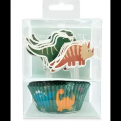 24 Caissettes Cupcakes + 24 Cake Toppers Dinosaure Scrapcooking
