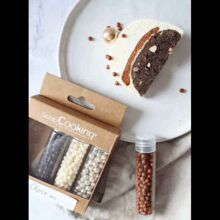 4 Décors Billes Chocolat et Or 38 g Scrapcooking