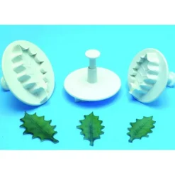 3 Découpoirs Grande Feuille de Houx à Poussoir