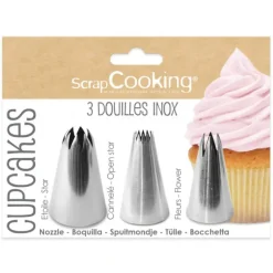 3 Douilles Pâtissières pour Cupcakes Scrapcooking