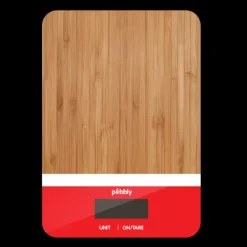 Balance de Cuisine Electronique Bambou Rectangle Rouge 23 x 16 cm Pebbly