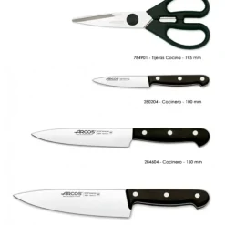 Bloc à Couteaux 4 pièces (3 Couteaux + Ciseaux) UNIVERSAL Noir Arcos