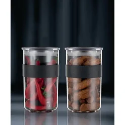 Bocal Plastique 1 L avec Couvercle (x2) PRESSO Bodum