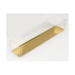 Boîte 9 Macarons Transparente Fond Or 24 cm