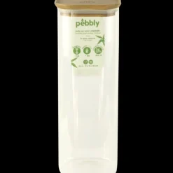 Boîte de Conservation en Verre et Bambou Carré 2,2 L Pebbly