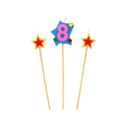 Bougie Chiffre 8 avec 2 bougies étoiles Gatodéco