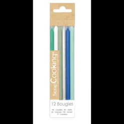 Bougies Longues Bleu et Argent 12 cm (x12) Scrapcooking