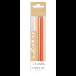 Bougies Longues Rose et Or 12 cm (x12) Scrapcooking
