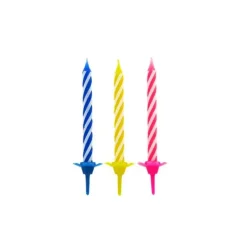 Bougies Torsadées Fines Assorties (x12) Gatodéco