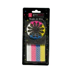 Bougies Torsadées Fines Assorties (x12) Gatodéco