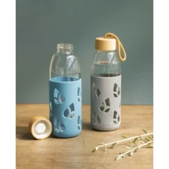 Bouteille en Verre avec Protection Silicone Bleu 55 cl Pebbly