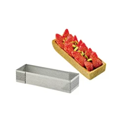 Cadre à Tarte Rectangle Inox Perforé 28x10 cm H.2 cm