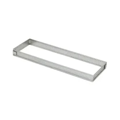 Cadre à Tarte Rectangle Inox Perforé 12x4 cm H.2 cm