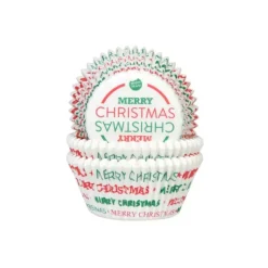 Caissette à Cupcake Merry Christmas Vert et Rouge Ø 5 cm (x50) House of Marie