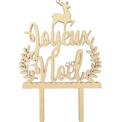 Cake Topper Bois Joyeux Noël 13cm Scrapcooking