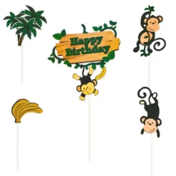 Cake Topper Happy Birthday Singes (x5) Patisdécor
