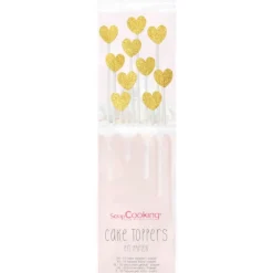 Cake Topper long 20 cm cœur doré (x10) ScrapCooking