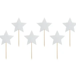 Cake Toppers Étoiles Argent (x6) PartyDeco