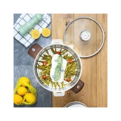 Casserole et Cuit Vapeur Inox Ø 24 cm Anses Hêtre Biome Cristel