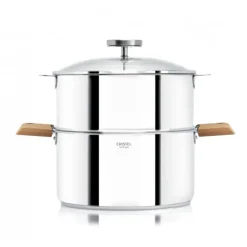 Casserole et Cuit Vapeur Inox Ø 20 cm Anses Hêtre Biome Cristel