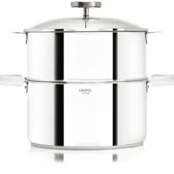 Casserole et Cuit Vapeur Inox Ø 20 cm Anses Mutine Blanc Biome Cristel