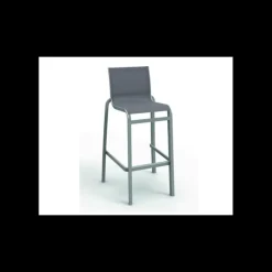 Chaise Haute Gris Platinium et Toile Grise Sunset Grosfillex