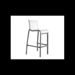 Chaise Haute Noir Volcanique et Toile Gris Chinée Sunset Grosfillex