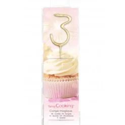 Cierge Magique Or 17,5 cm Chiffre 3 Scrapcooking