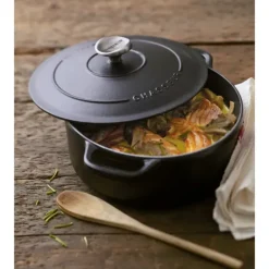 Cocotte en Fonte Ronde 24 cm Noir Mat Chasseur