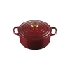 Cocotte en Fonte Ronde 24 cm Garnet Bouton Doré Le Creuset Signature