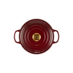 Cocotte en Fonte Ronde 24 cm Garnet Bouton Doré Le Creuset Signature