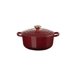 Cocotte en Fonte Ronde 20 cm Garnet Bouton Doré Le Creuset Signature