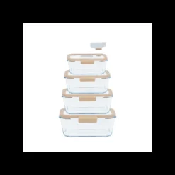 Coffret de 4 Boîtes de Conservation en Verre et Pompe de Mise Sous-Vide Pebbly