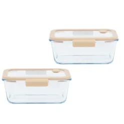 Coffret de 2 Boîtes de Conservation en Verre et Pompe de Mise Sous-Vide Pebbly