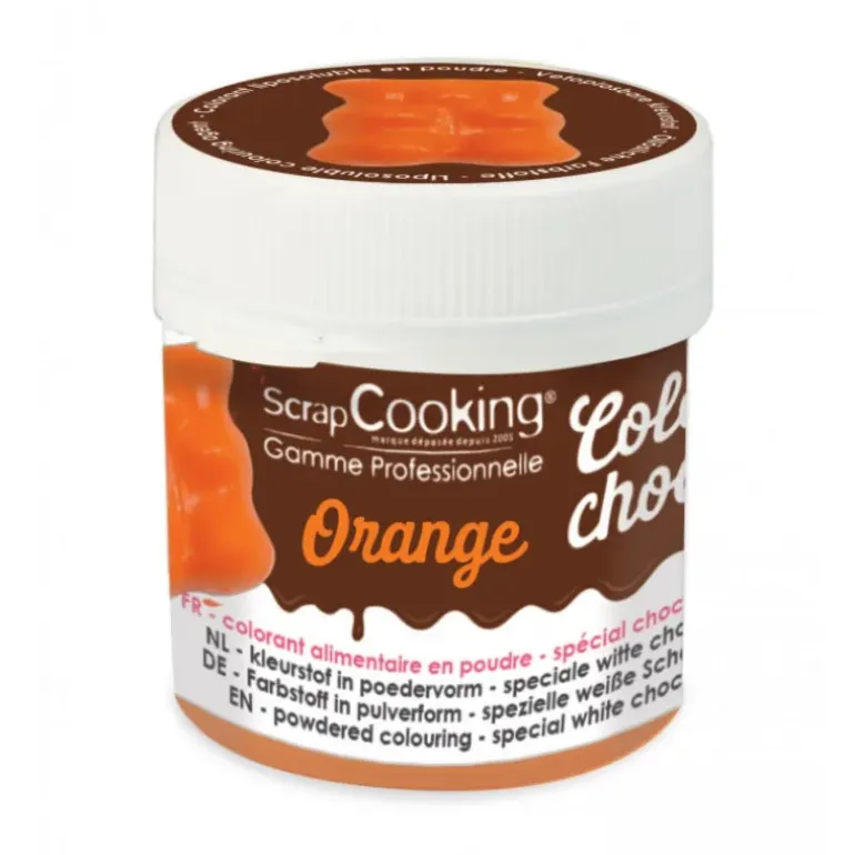 Colorant Alimentaire en Poudre Liposoluble Orange 5g Color'Choco Scrapcooking