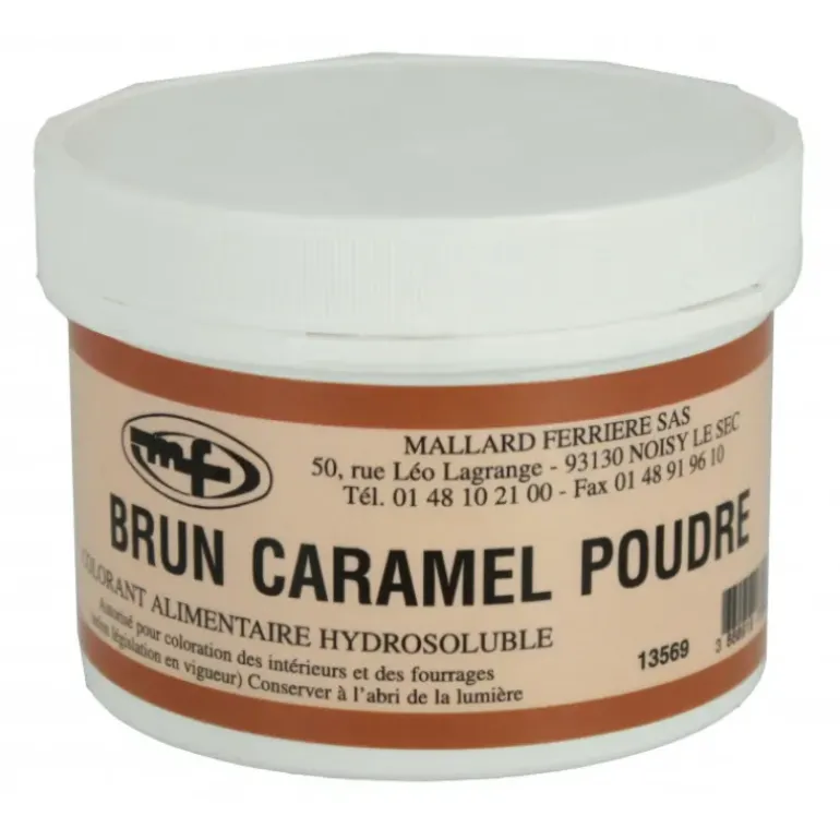 Colorant alimentaire Marron Brun Caramel E102/E129/E151 Poudre Hydrosoluble 100g