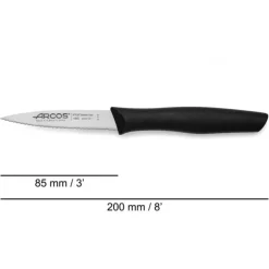 Couteau d'Office Cranté Inox 8,5 cm Noir Arcos NOVA