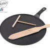 Crêpière Fonte Émaillée 30 cm Noir avec Accessoires Chasseur