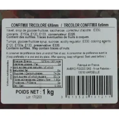 Cubes de Fruits Confits tricolores 1kg