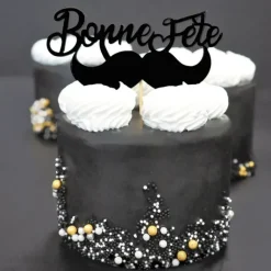 Décor Bonne Fête Moustache sur Pic (x2) Patisdécor