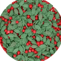 Décoration en Sucre Mélange Holly Feuilles de Houx et Baies 55 g Funcakes