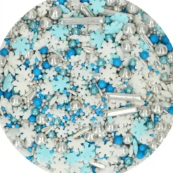 Décoration en Sucre Mélange Hivernal Bleu, Blanc et Argenté 65 g Funcakes