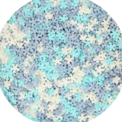 Décors en Sucre Mini Flocons Bleu et Blanc 50 g Funcakes