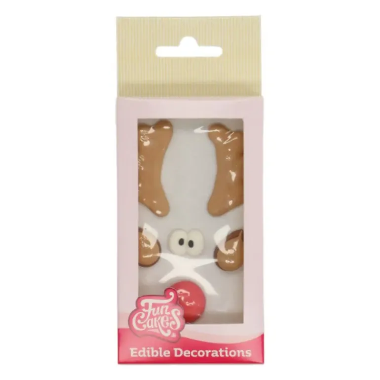 Décors en Sucre Renne Rudolph au Nez Rouge Noël Funcakes
