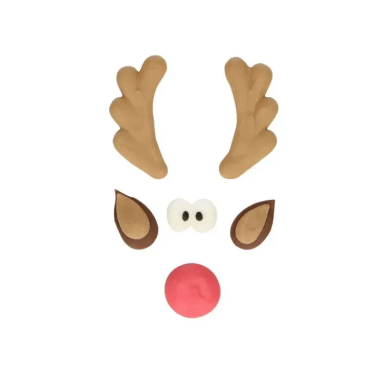 Décors en Sucre Renne Rudolph au Nez Rouge Noël Funcakes