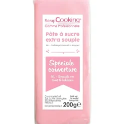 DLUO Dépassée Pâte à Sucre Rose Spéciale Couverture 200g Scrapcooking