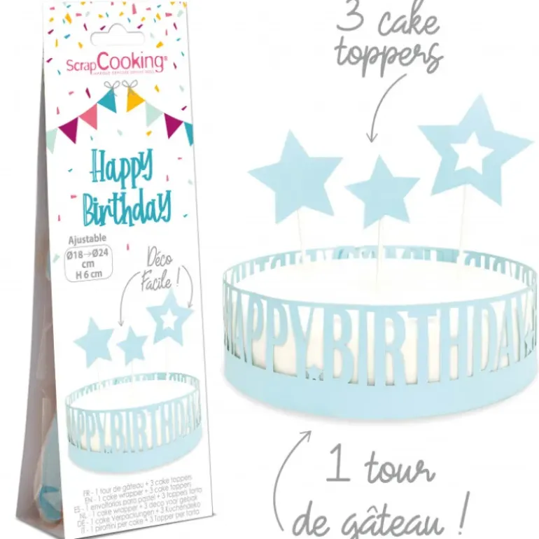 FIN DE SERIE Kit Décor Gâteau Anniversaire (4 pièces) Scrapcooking