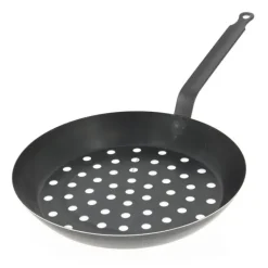 FIN DE SERIE Poêle à Légumes Perforée Tôle Bleue Ø 28 cm Outdoor De Buyer