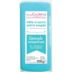 FIN DE SERIE Pâte à Sucre Bleu Spéciale Couverture 200g Scrapcooking