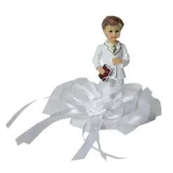 FIN DE SERIE Sujet Communion Garçon Ruban Blanc 10 cm